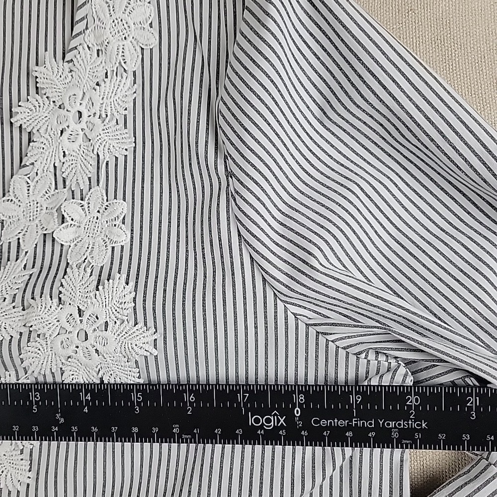 Spense Women's Striped Lace Blouse Top Long Sleeve Stretch Size L - Picture 3 of 10